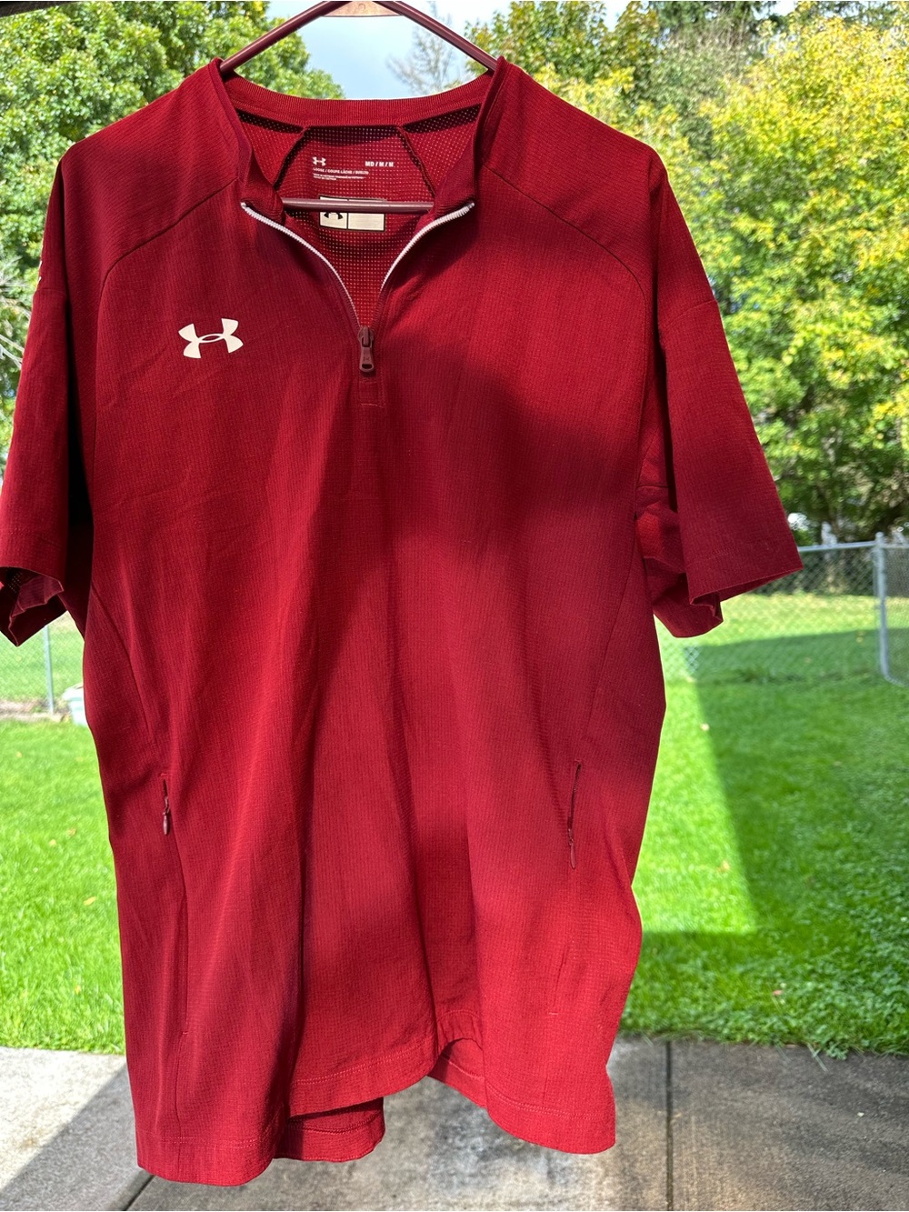 Under Armour Men’s Maroon Short-Sleeve Quarter-Zip Baseball/Hitting Jacket M